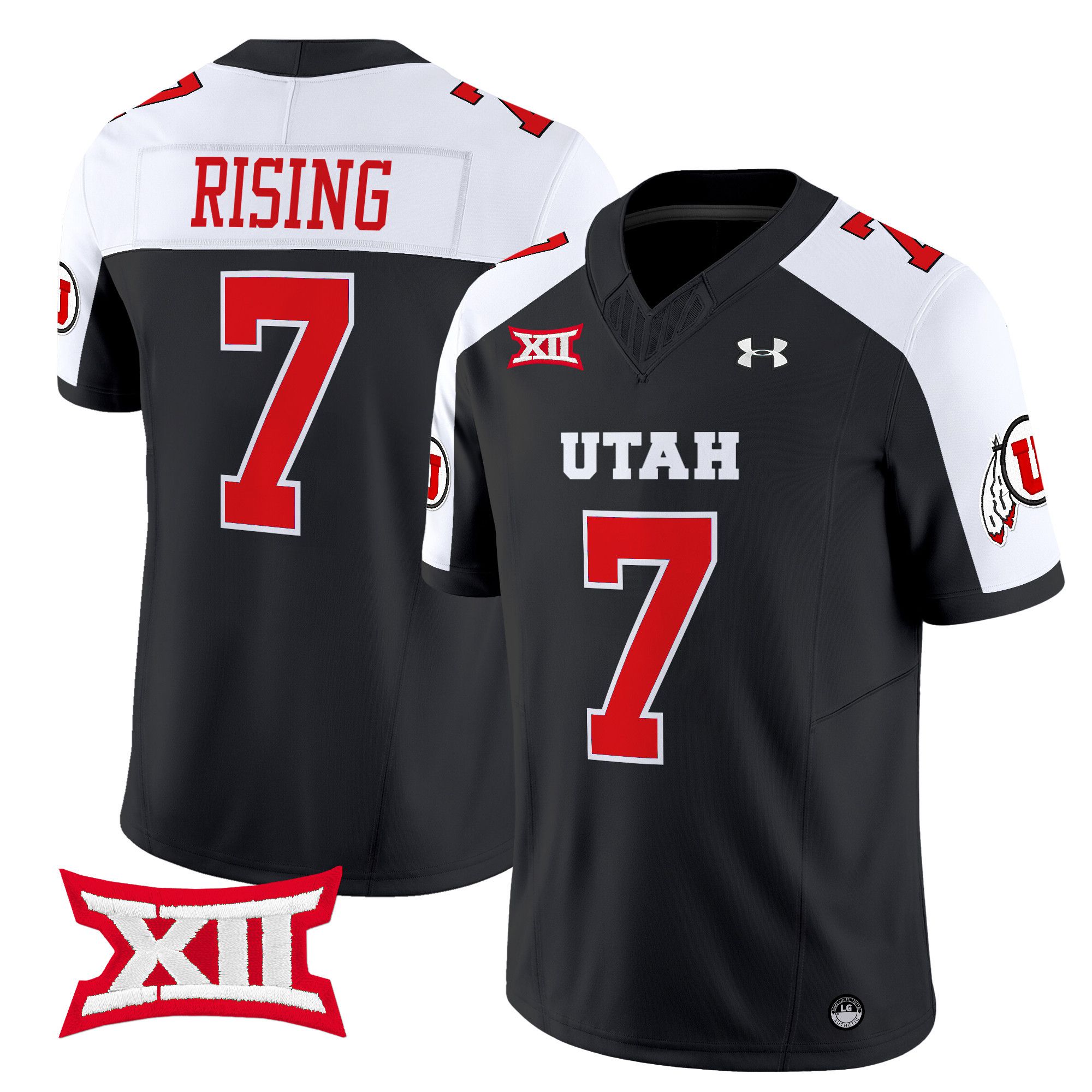 Men Utah Utes 7 Rising Black 2024 Vapor Limited NCAA Jersey style 1